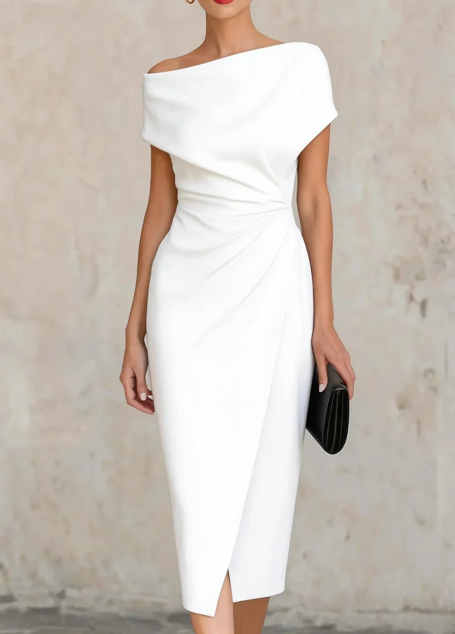 Lina | Women's Off Shoulder Draped Midi Dress