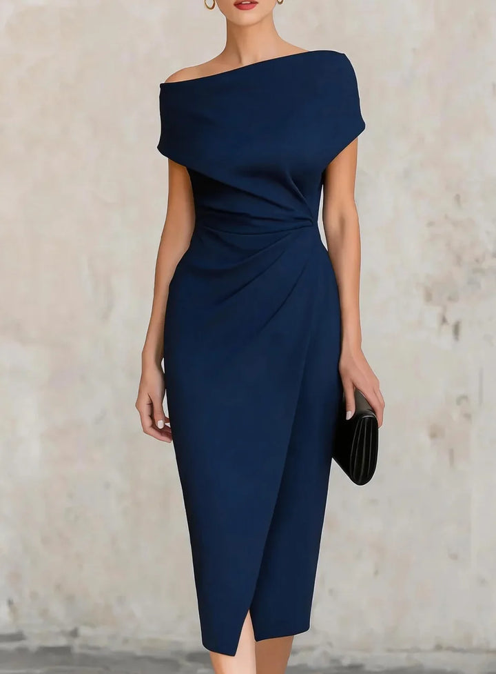 Lina | Women's Off Shoulder Draped Midi Dress