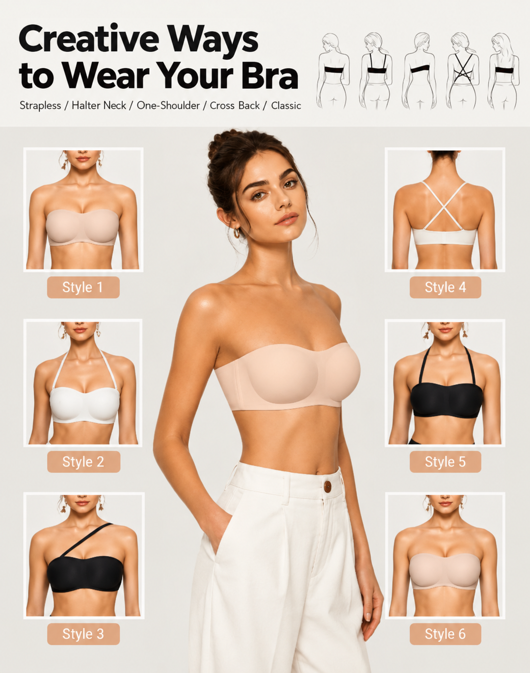 Aimee | Womens Strapless Comfort Bra With Molded Cups