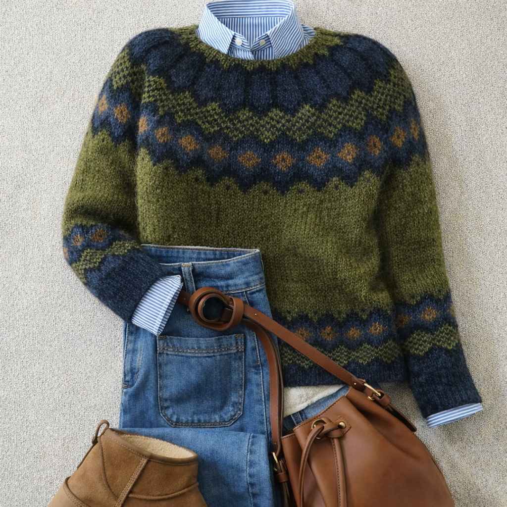 Reagan | Women's Geometric Pattern Knit Sweater