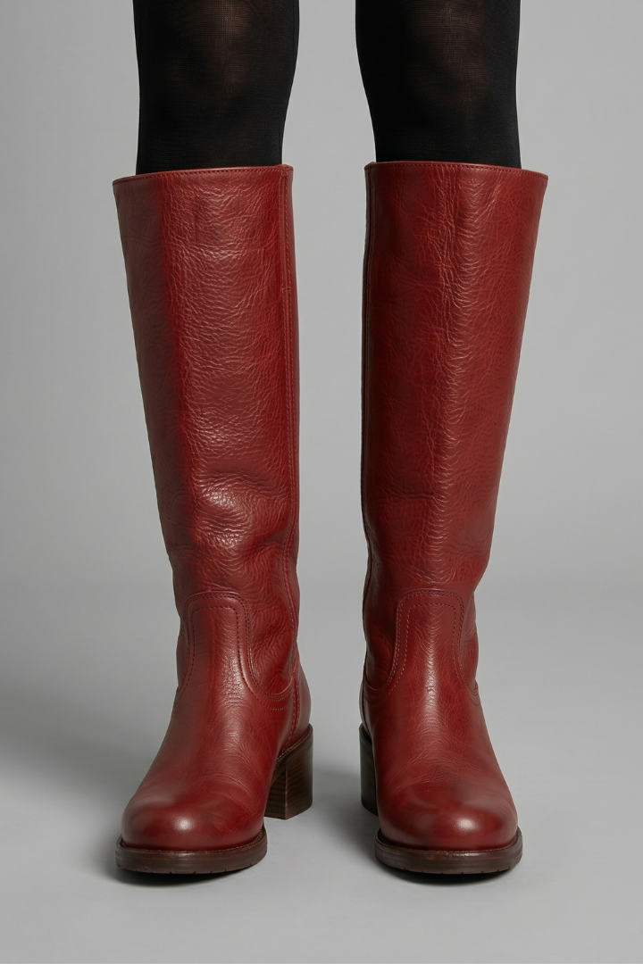 Meghan | Women's Knee High Leather-Look Boots with Block Heel