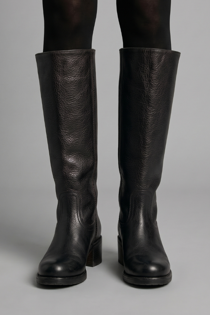 Meghan | Women's Knee High Leather-Look Boots with Block Heel