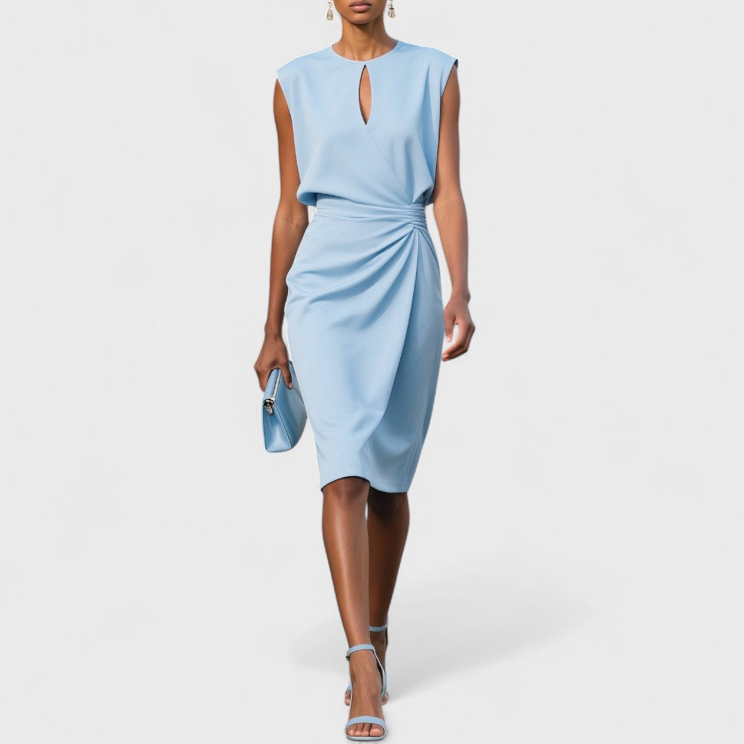 Kiera | Women's Sleeveless Ruched Midi Dress