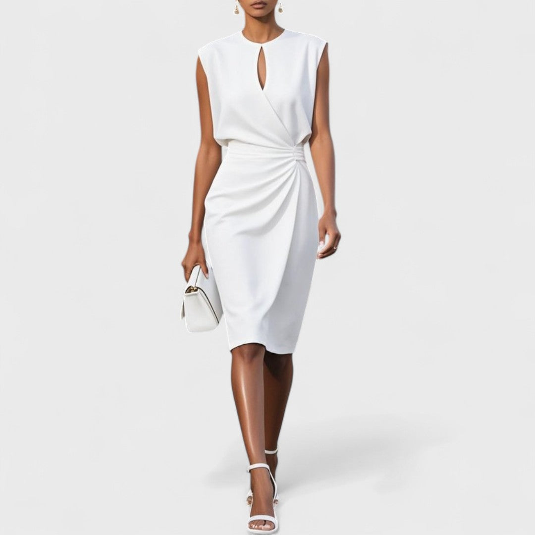 Kiera | Women's Sleeveless Ruched Midi Dress