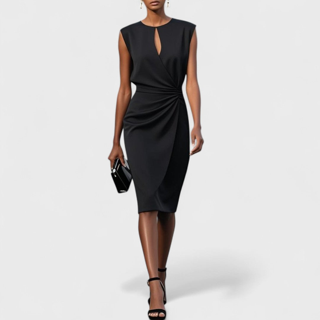 Kiera | Women's Sleeveless Ruched Midi Dress