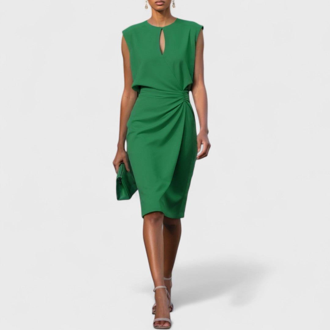Kiera | Women's Sleeveless Ruched Midi Dress