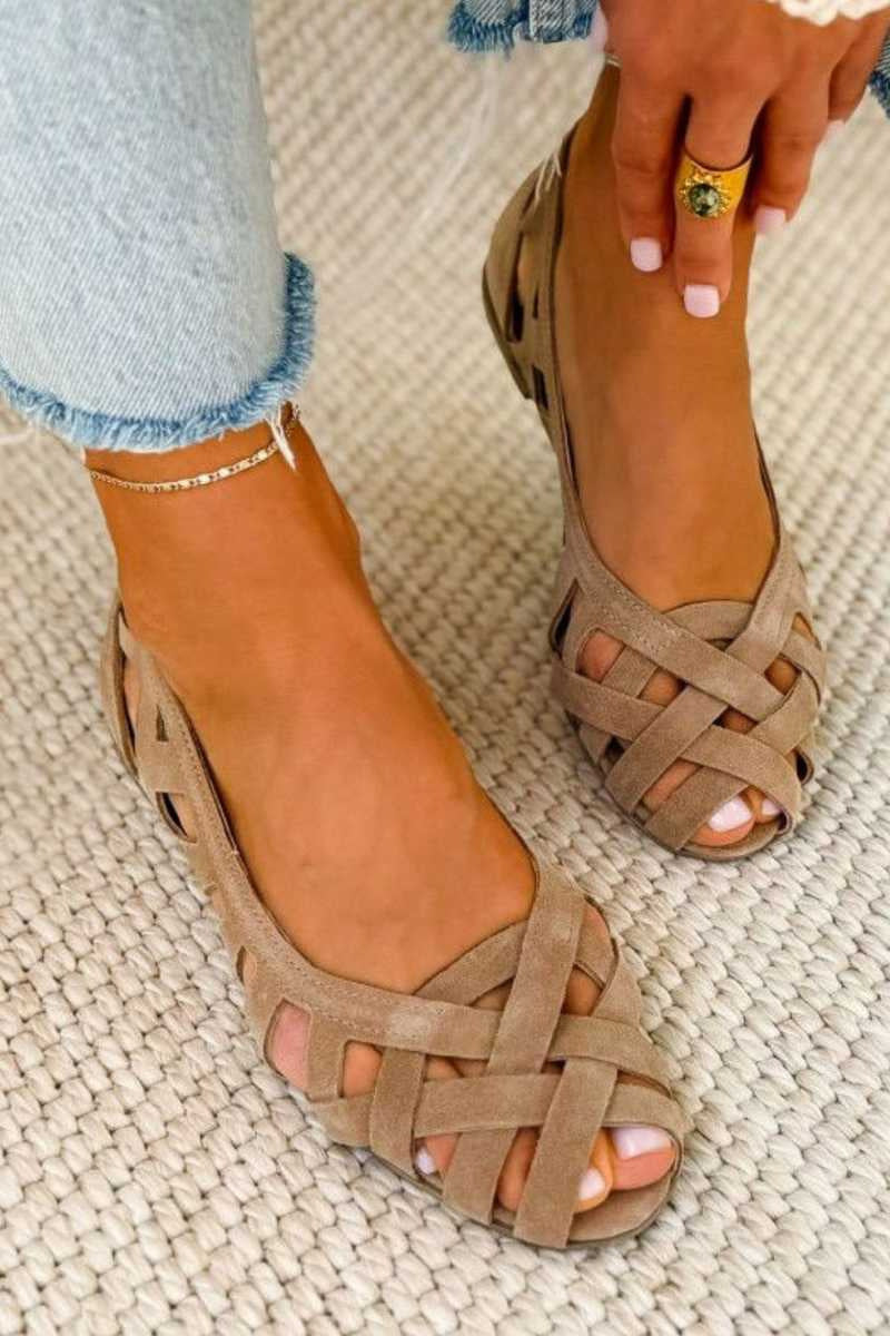 Alyce | Womens Casual Woven Cross Strap Open Toe Flat Sandals