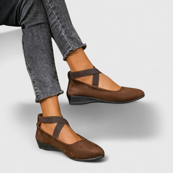 Audra | Womens Casual Wedge Sandals With Crossover Ankle Strap Design