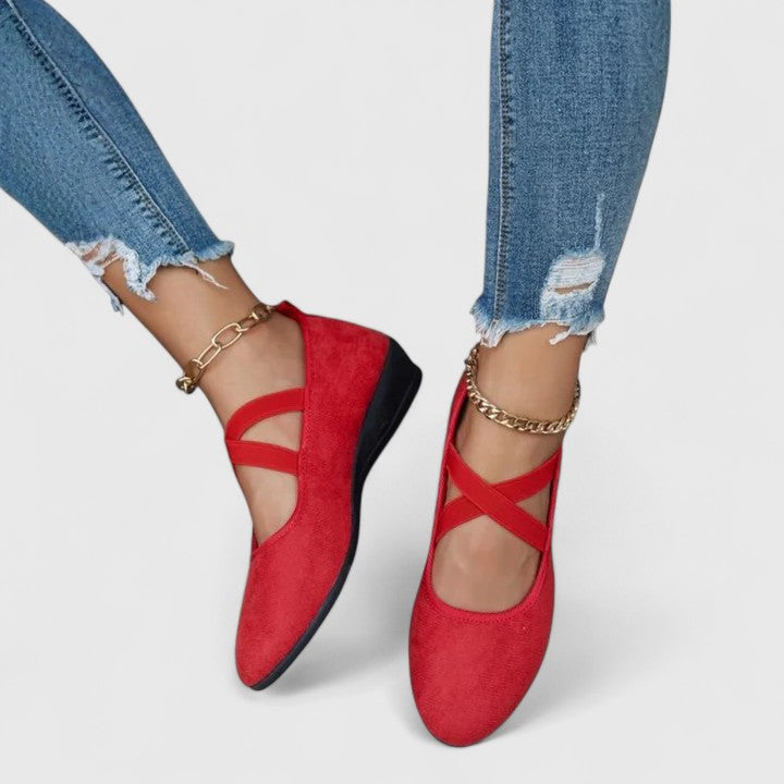 Audra | Womens Casual Wedge Sandals With Crossover Ankle Strap Design