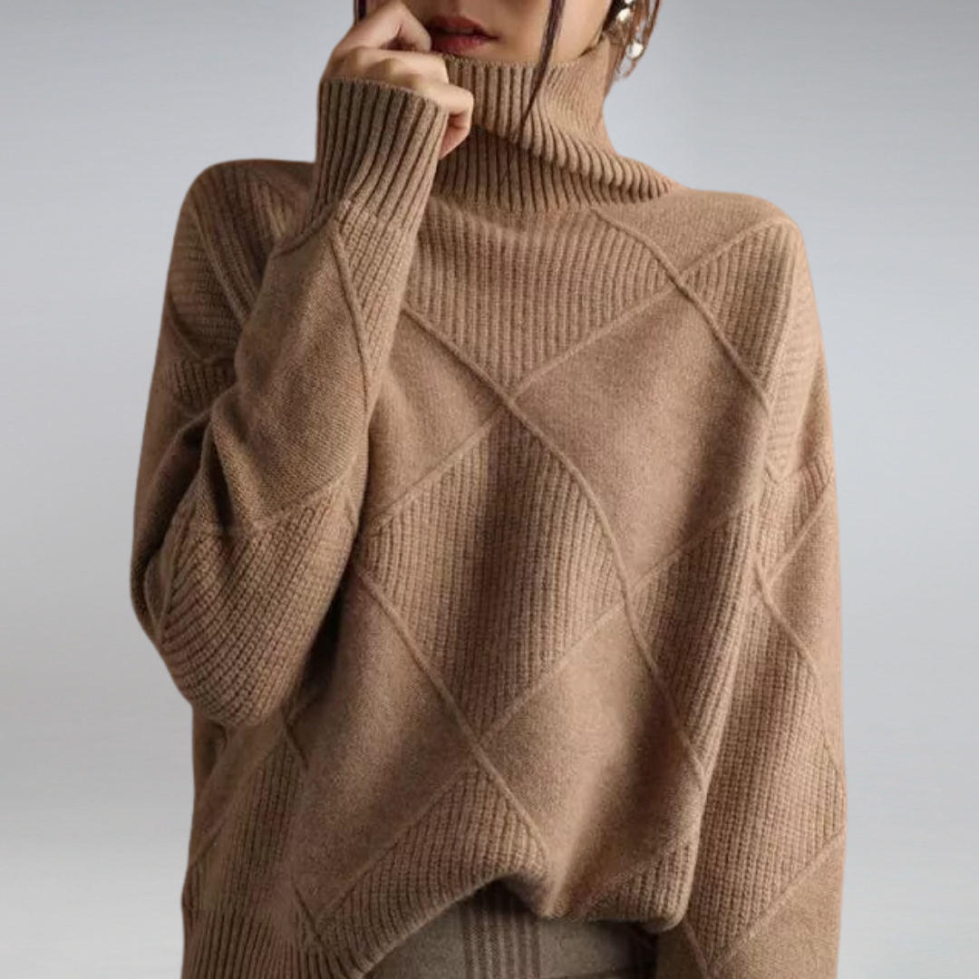 Presley | Women's Geometric Pattern Turtleneck Knit Sweater