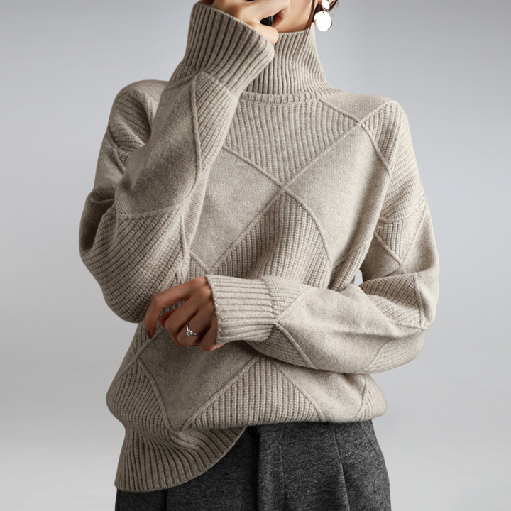 Presley | Women's Geometric Pattern Turtleneck Knit Sweater