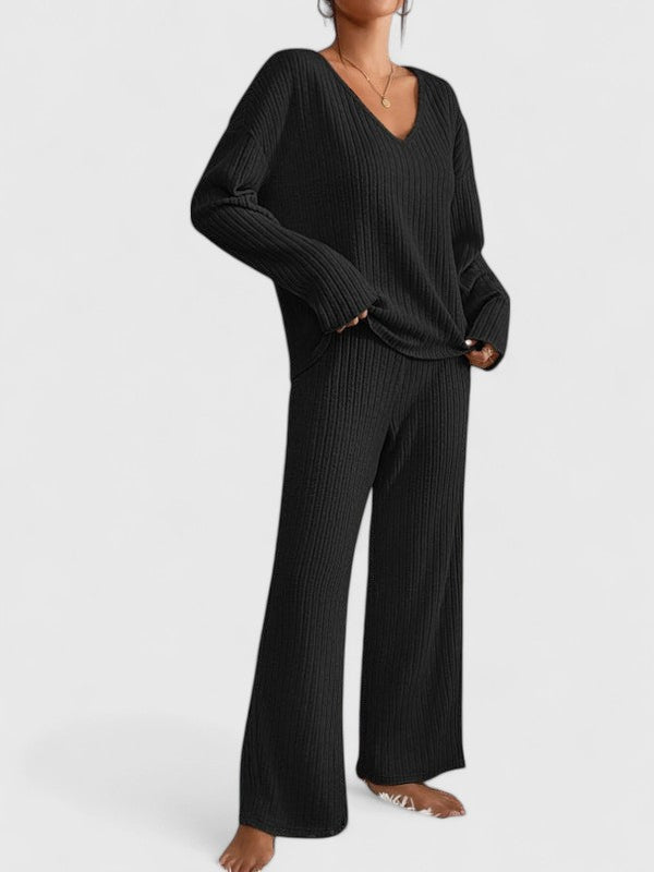 Dalia | Women's Knitted V Neck Loungewear Set