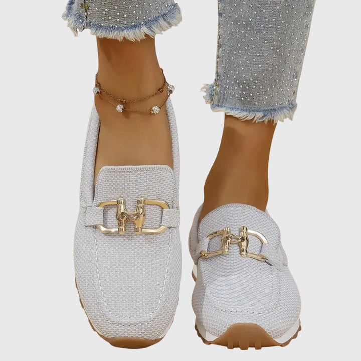 Desirae | Womens Casual Comfort Slip On Loafers With Buckle Detail