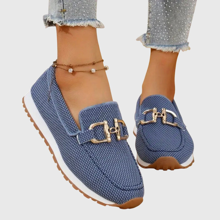 Desirae | Womens Casual Comfort Slip On Loafers With Buckle Detail