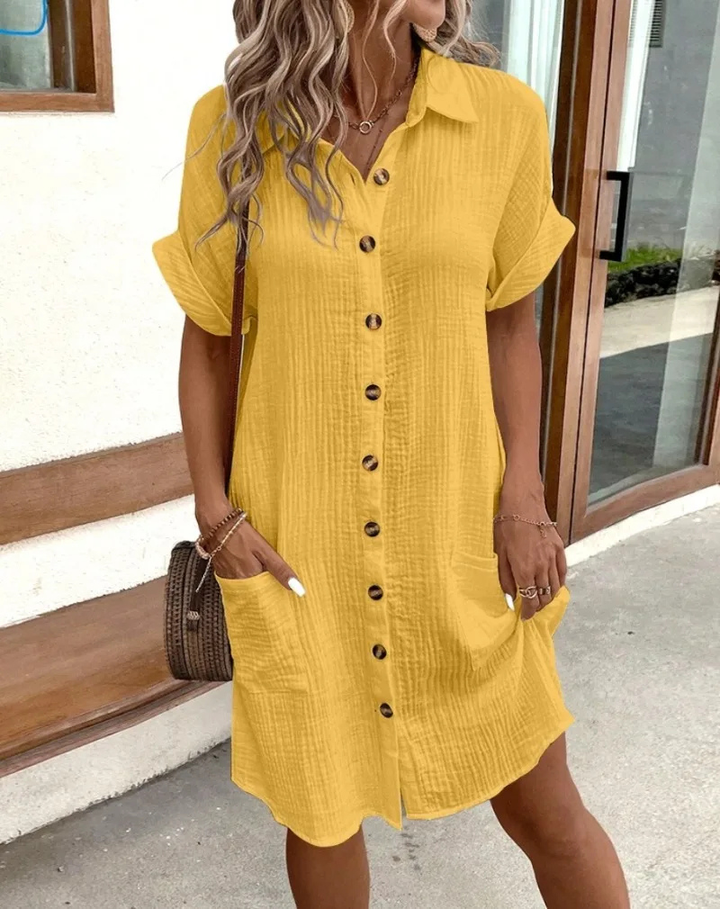 Hazel | Women's Cotton Button-Down Collared Shirt Dress Carol & Margaret Wilmington