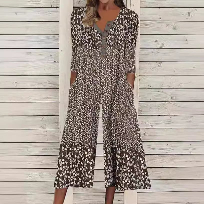 Indra | Women's Cotton Button-Front Short-Sleeve Culotte Jumpsuit Carol & Margaret Wilmington