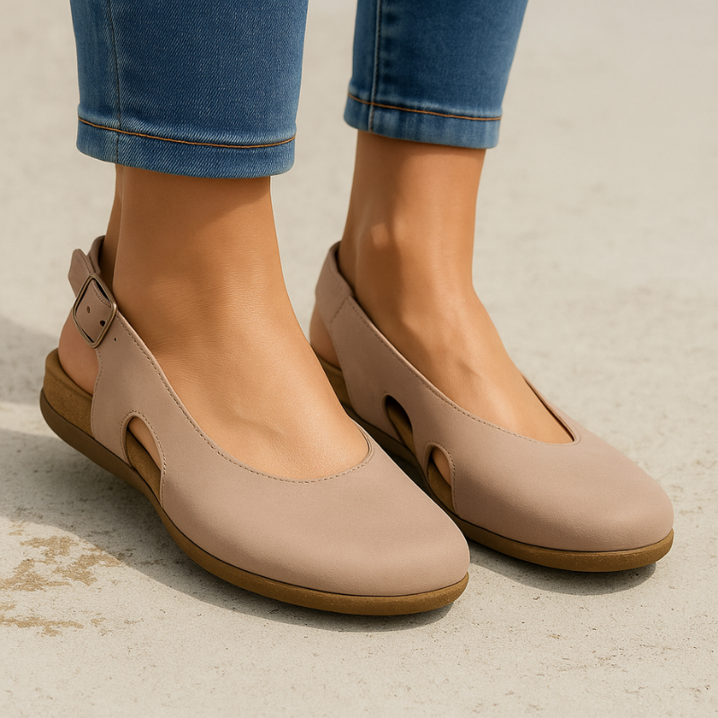 Indra | Women's Suede Round Toe Slingback Flat Sandals Carol & Margaret Wilmington
