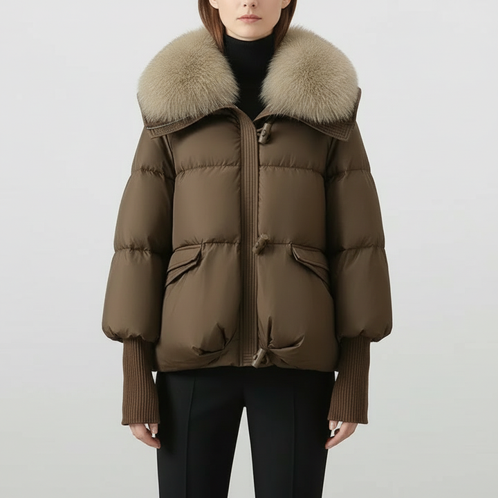 Sara | Women's Quilted Puffer Jacket with Faux Fur Collar
