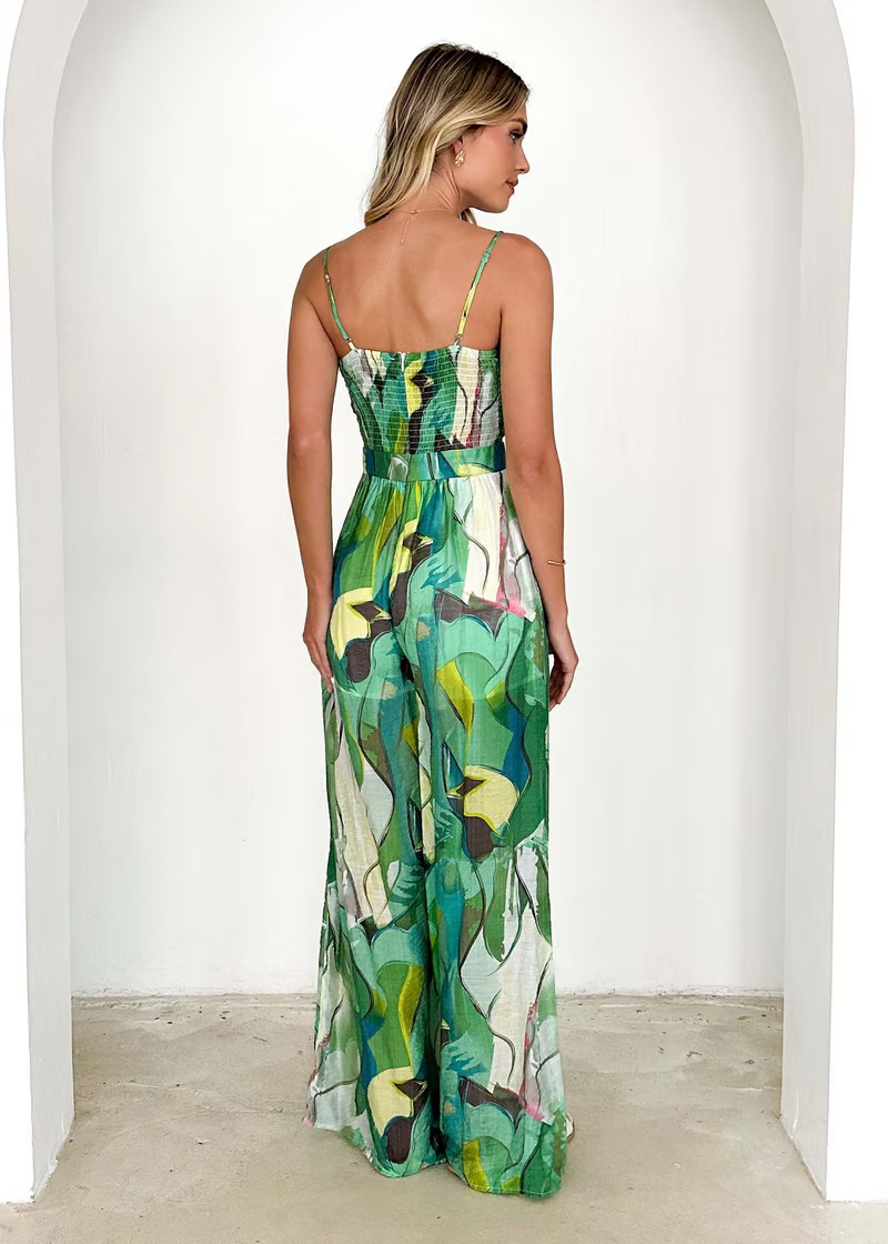 Isadora | Women's Chiffon Abstract Print Tie-Front Cutout Maxi Dress Carol & Margaret Wilmington
