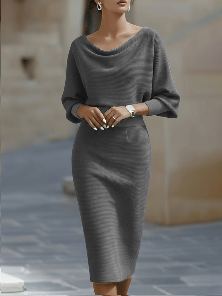 Isadora | Women's Elegant Satin Cowl-Neck Bodycon Midi Carol & Margaret Wilmington