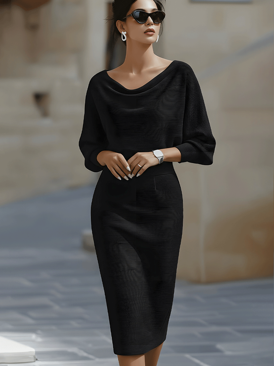 Isadora | Women's Elegant Satin Cowl-Neck Bodycon Midi Carol & Margaret Wilmington