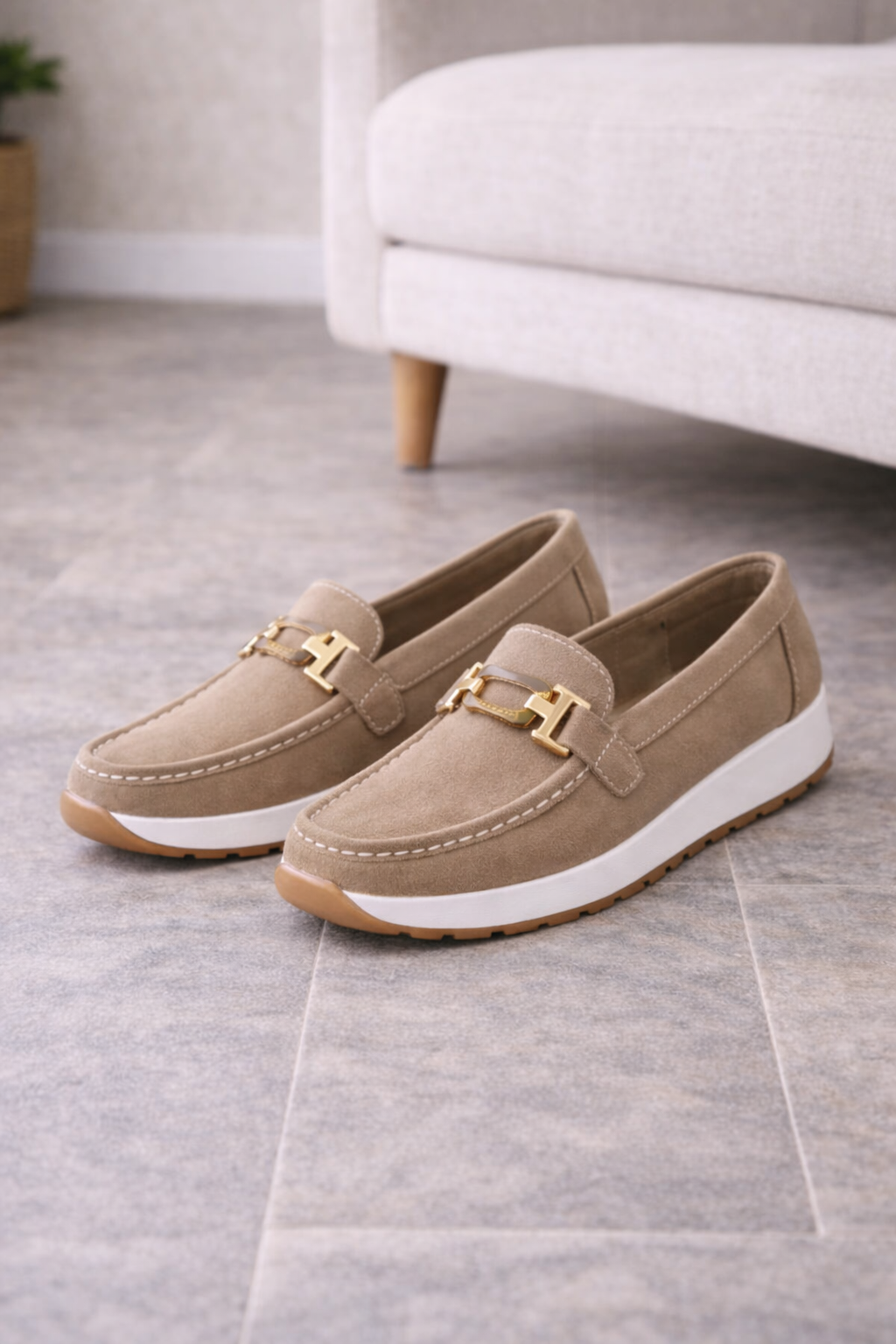 Dianne | Womens Casual Comfort Loafers With Platform Sole Chain Detail