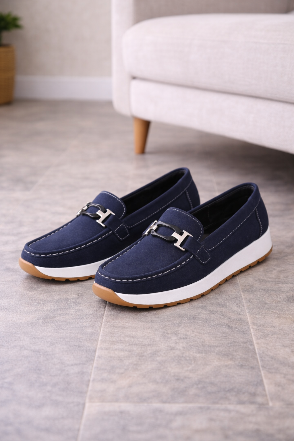 Dianne | Womens Casual Comfort Loafers With Platform Sole Chain Detail