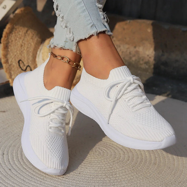 Dorthy | Womens Knit Lace Up Casual Comfort Everyday Sneakers