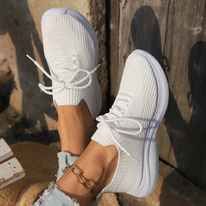 Dorthy | Womens Knit Lace Up Casual Comfort Everyday Sneakers