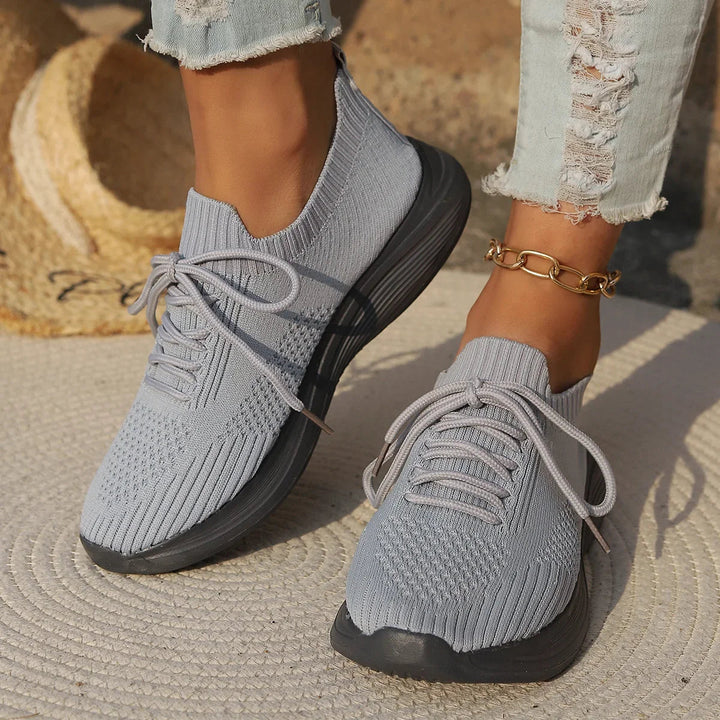 Dorthy | Womens Knit Lace Up Casual Comfort Everyday Sneakers