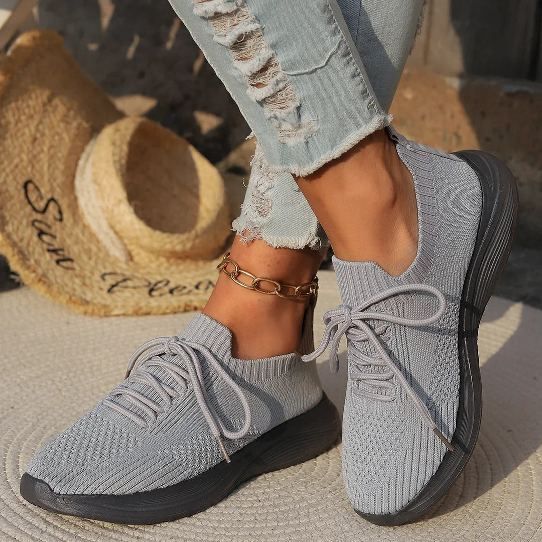 Dorthy | Womens Knit Lace Up Casual Comfort Everyday Sneakers