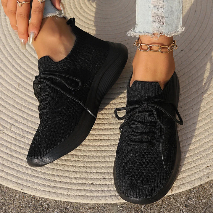 Dorthy | Womens Knit Lace Up Casual Comfort Everyday Sneakers