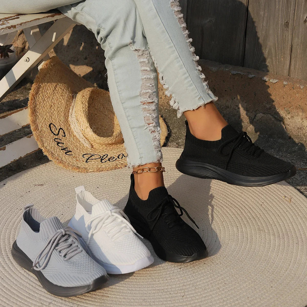 Dorthy | Womens Knit Lace Up Casual Comfort Everyday Sneakers