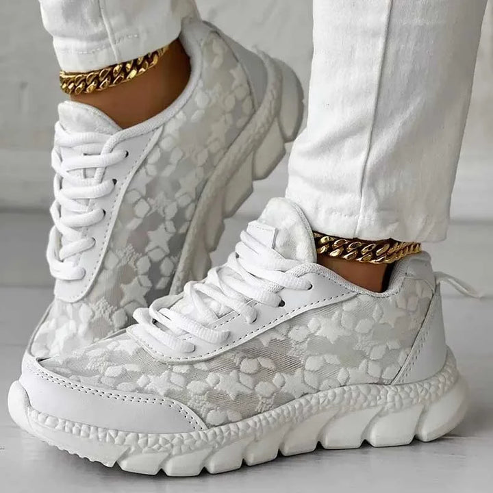 Ana | Womens Casual Sneakers With Floral Detail Cushioned Sole