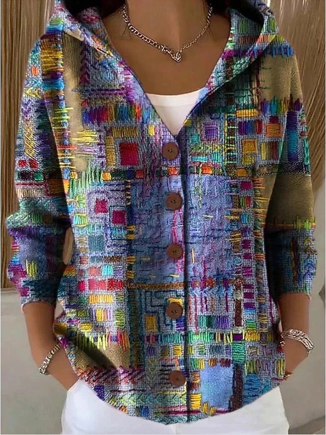Remington | Women's Hooded Plaid Knit Button Cardigan