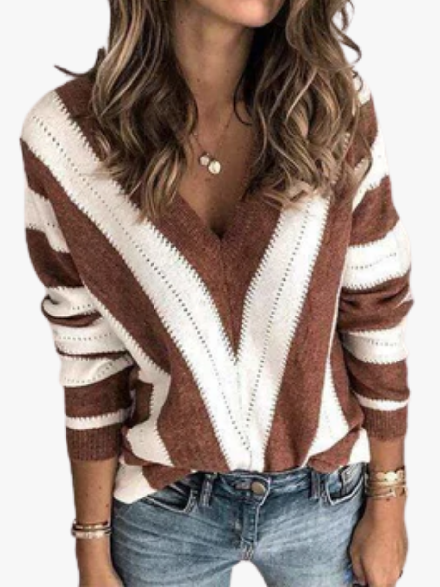 Nayeli | Women's V-Neck Striped Sweater