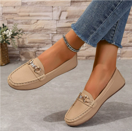 Alisa | Womens Casual Comfort Loafers With Chain Hardware