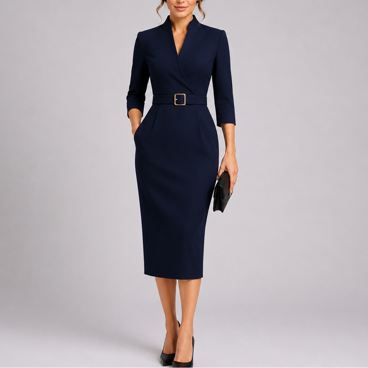Lyric | Women's Belted V-Neck Midi Dress