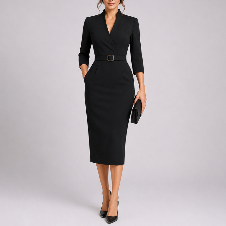 Lyric | Women's Belted V-Neck Midi Dress