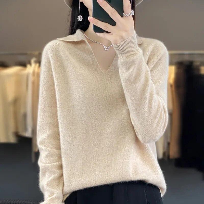 Milani | Women's V-Neck Long Sleeve Knit Sweater