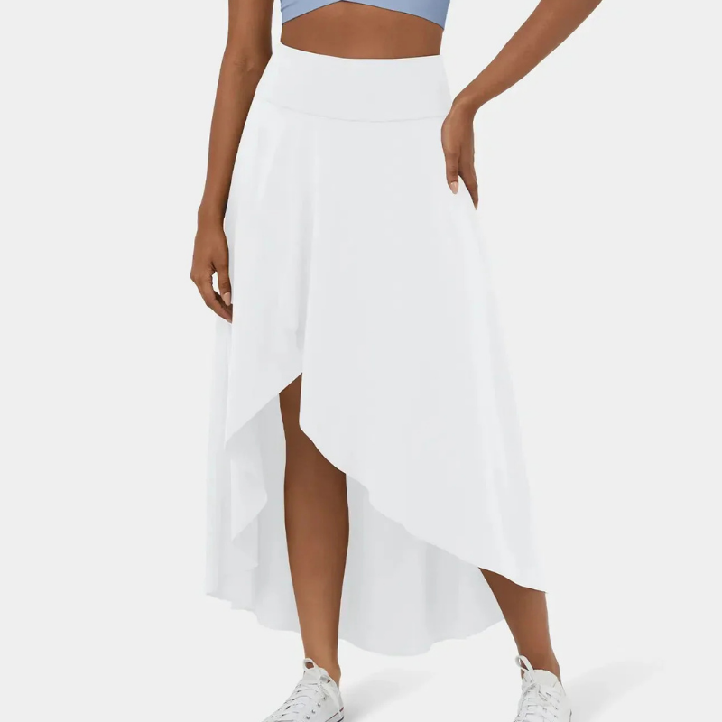 Isra | Women's Stretch High-Waist Asymmetric Hem Skirt Carol & Margaret Wilmington