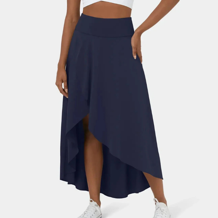 Isra | Women's Stretch High-Waist Asymmetric Hem Skirt Carol & Margaret Wilmington