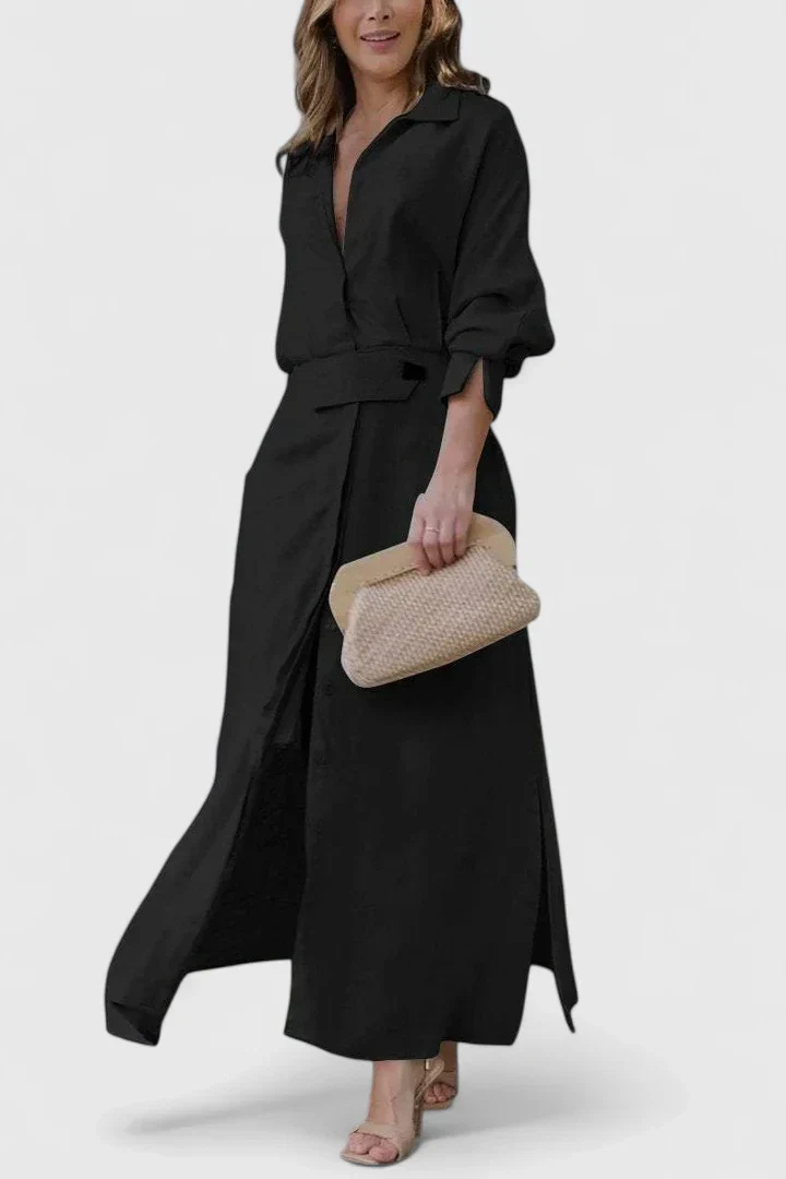 Joelle | Women's Linen Belted Button-Down Maxi Shirt Dress Carol & Margaret Wilmington