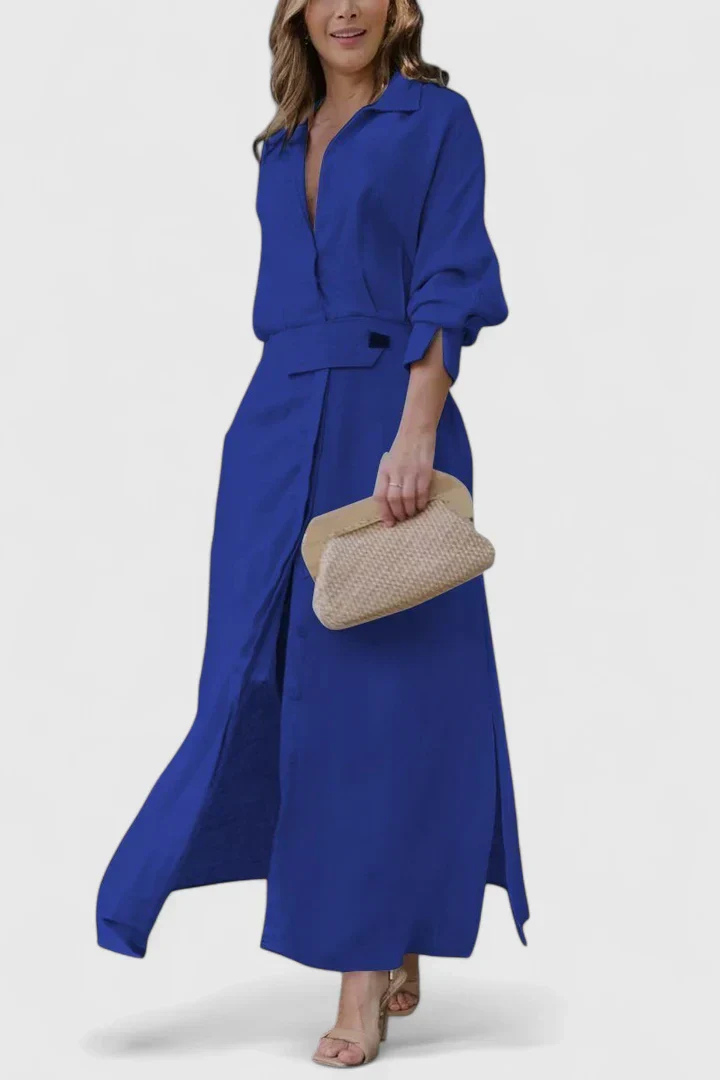 Joelle | Women's Linen Belted Button-Down Maxi Shirt Dress Carol & Margaret Wilmington