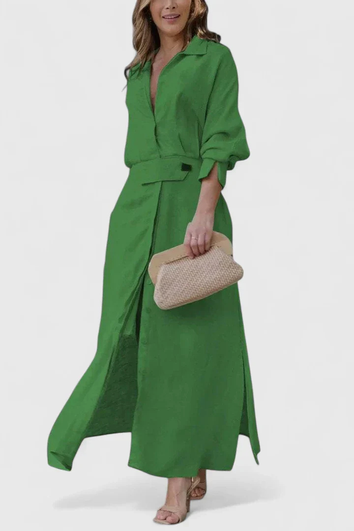 Joelle | Women's Linen Belted Button-Down Maxi Shirt Dress Carol & Margaret Wilmington