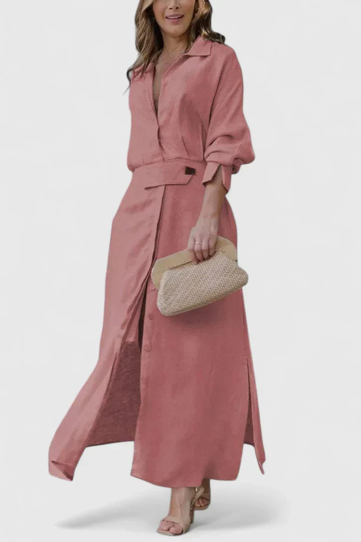 Joelle | Women's Linen Belted Button-Down Maxi Shirt Dress Carol & Margaret Wilmington