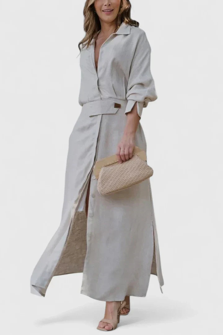 Joelle | Women's Linen Belted Button-Down Maxi Shirt Dress Carol & Margaret Wilmington