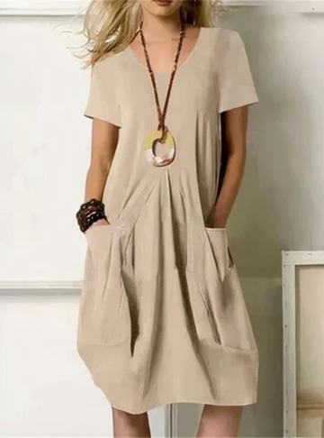 Kaia | Women's Casual Cotton Gathered Pocket Midi Dress Carol & Margaret Wilmington