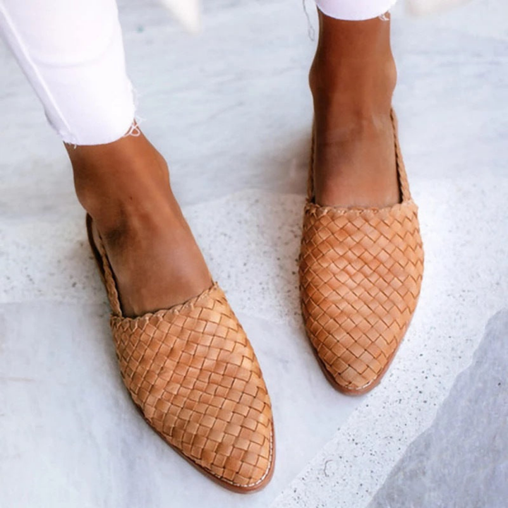 Kessa | Women's Leather Woven Pointed Toe Slingback Flat Sandals Carol & Margaret Wilmington