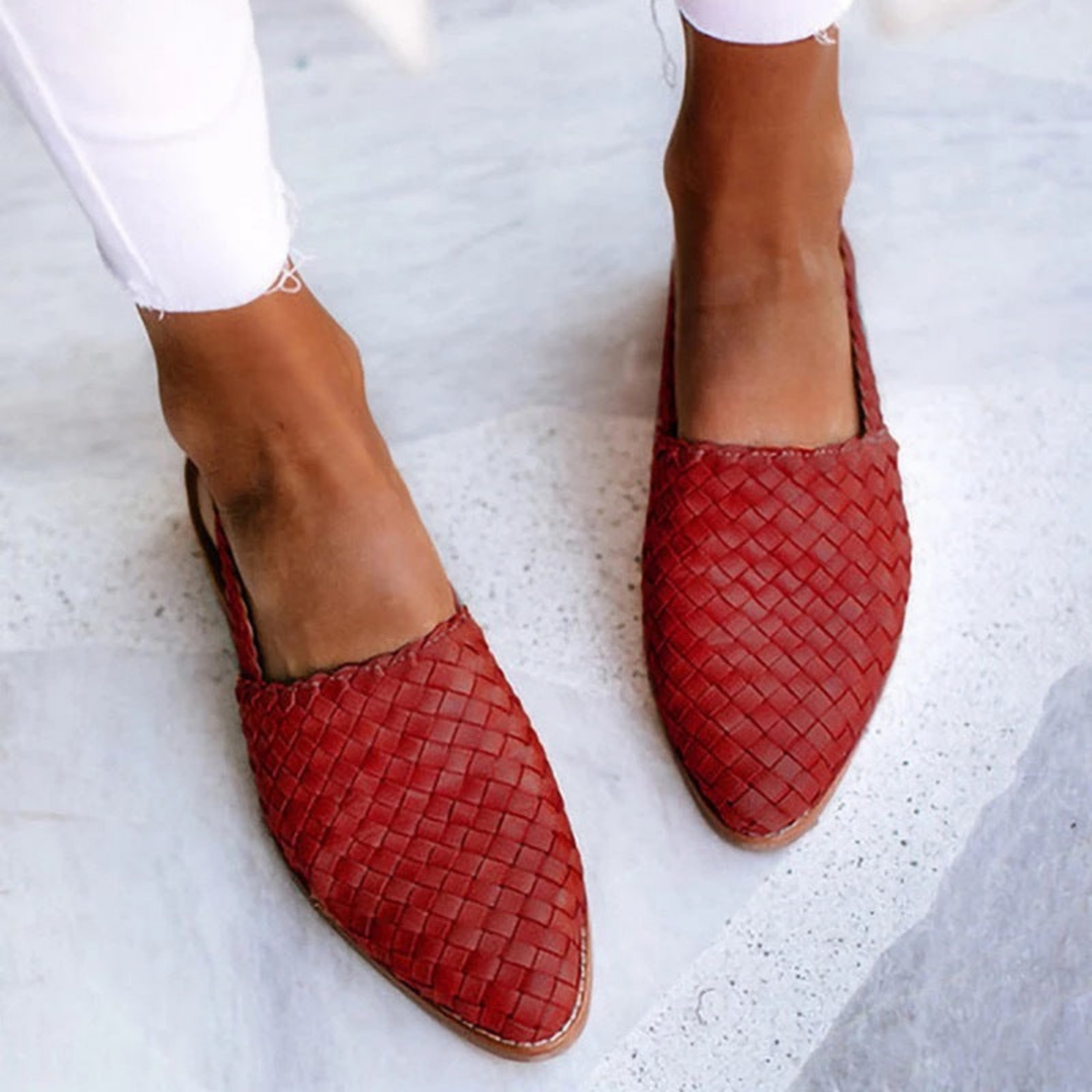 Kessa | Women's Leather Woven Pointed Toe Slingback Flat Sandals Carol & Margaret Wilmington